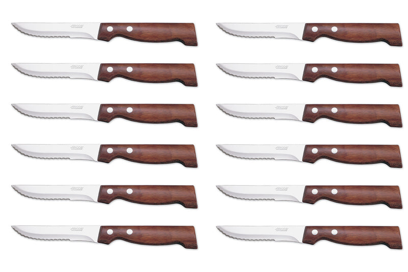 12 Couteaux à steak Arcos lame 11cm acier NITRUM® manche en bois