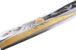 Couteau sakimaru takohiki 39cm japonais artisanal Sakai Takayuki Zangetsu Mont Fuji et Grues + saya