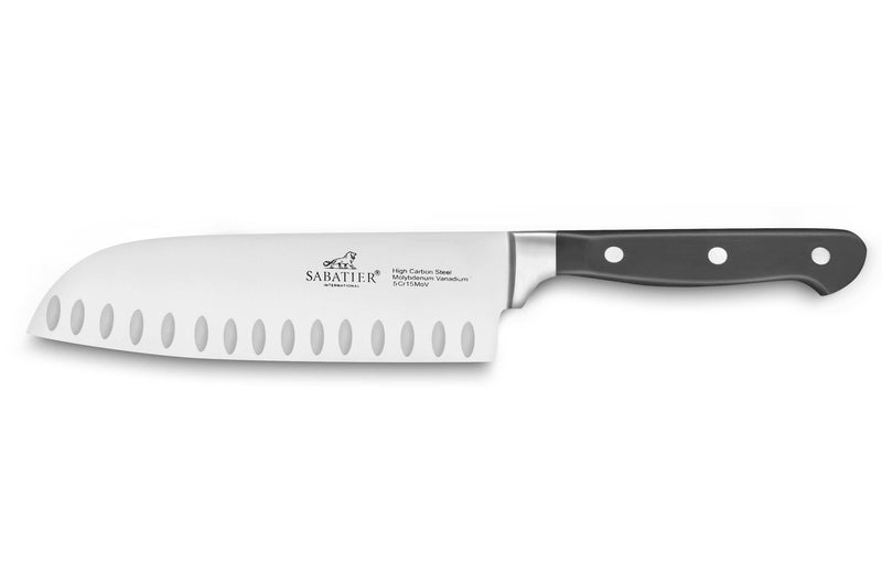 Couteau Santoku Sabatier International Pluton alvéolé 18cm manche 3 rivets